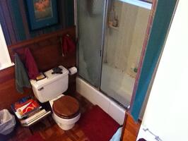 Old Shower and Stool Before Remodel