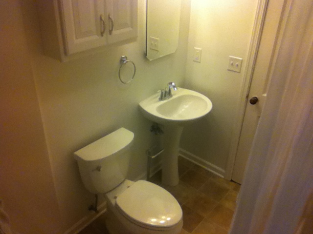 Remodeled Pedastal Sink and Cabinets