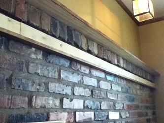 Wood over Brick Fireplace Mantel