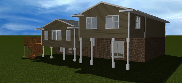 This 3D rendition of the additions is from the ground level near the master bedroom addition.