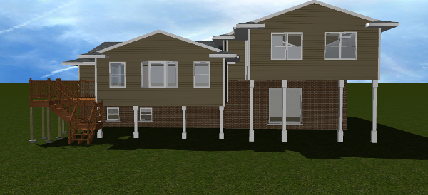 This angle helps show the true size of the proposed home addition. Imagine swimming in the pool looking up at this.