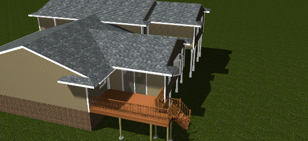 Arial View from the deck side of the home addition. You can see how the roof lines will work together on the view.